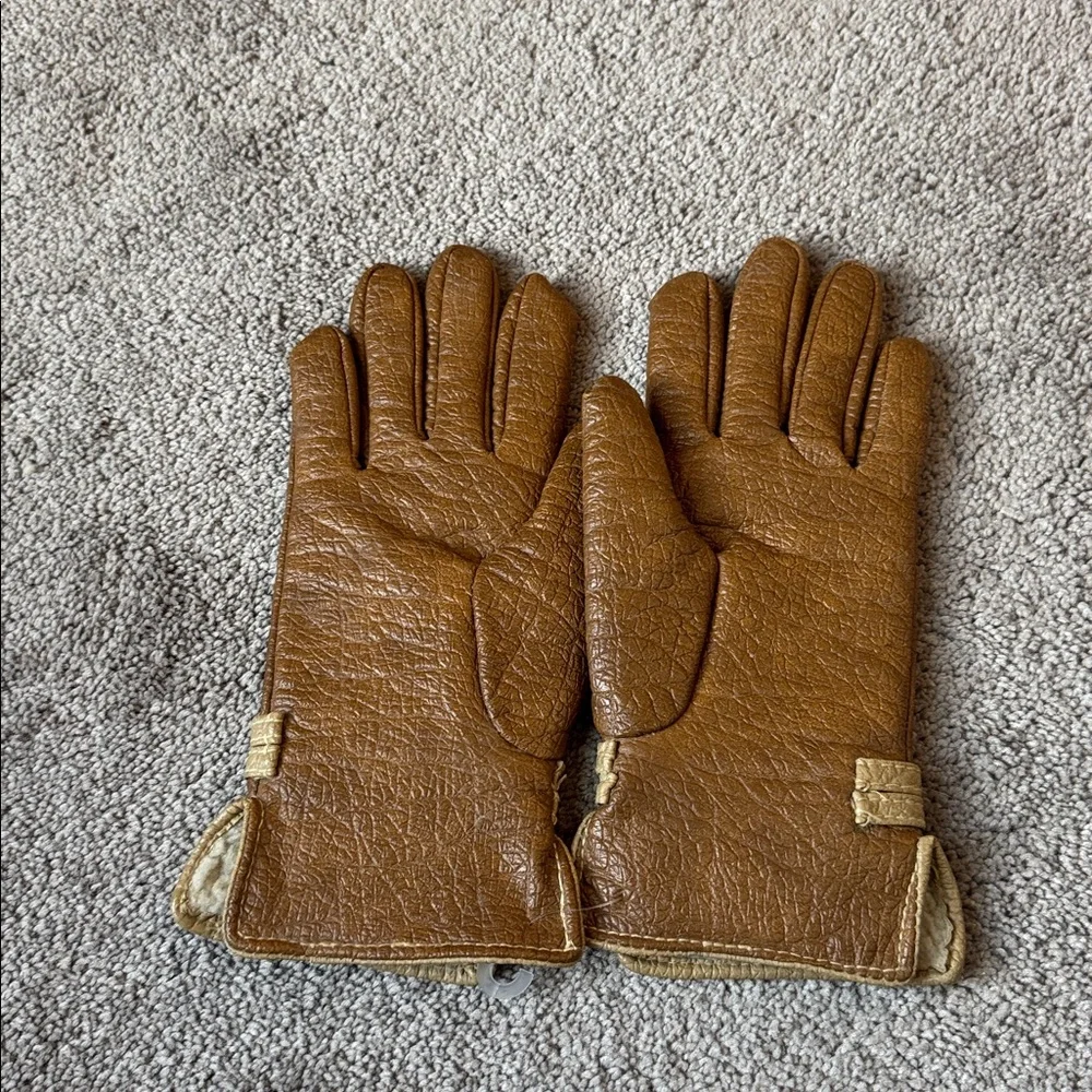Van Raalte Softee Brown Pleather Sherpa Lined Gloves SIZE L